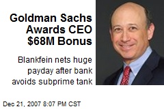Goldman Sachs Awards CEO $68M Bonus