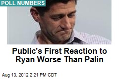 Public&#39;s First Reaction to Ryan Worse Than Palin