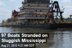 97 Boats Stranded on Dried Up Mississippi