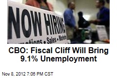 CBO: Fiscal Cliff Will Bring 9.1% Unemployment