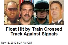 Float Hit by Train Crossed Track Against Signals