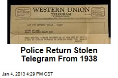 Police Return Stolen Telegram From 1938