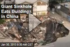 Giant Sinkhole Eats Buildings in China