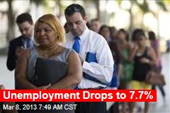 Unemployment Drops to 7.7%
