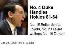 No. 4 Duke Handles Hokies 81-64