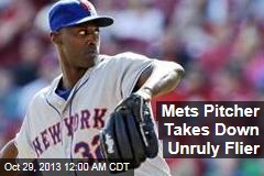 Mets Pitcher Takes Down Unruly Flier