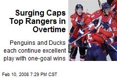 Surging Caps Top Rangers in Overtime