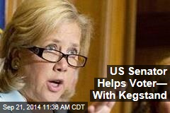 US Senator Helps Voter&mdash; With Kegstand