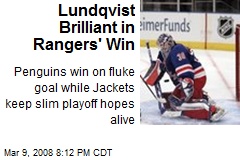Lundqvist Brilliant in Rangers' Win