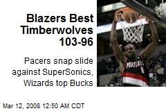 Blazers Best Timberwolves 103-96