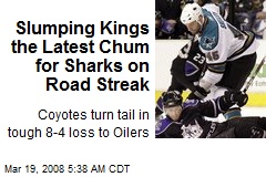 Slumping Kings the Latest Chum for Sharks on Road Streak