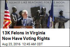 Va. Gov. Restores Voting Rights for 13K Felons