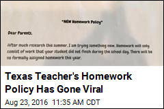 Texas Teacher's Edict: No Homework, Go Play Outside