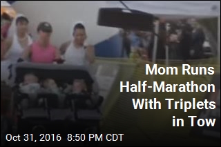 Mom Likely Set World Record Running Half Marathon&mdash; With Triplets