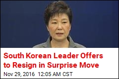 South Korean Leader Says She&#39;ll Resign