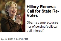 Hillary Renews Call for State Re-Votes