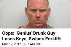 Cops: &#39;Genius&#39; Drunk Guy Loses Keys, Swipes Forklift