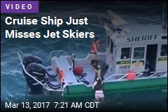 Cruise Ship Just Misses Jet Skiers