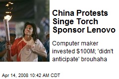 China Protests Singe Torch Sponsor Lenovo