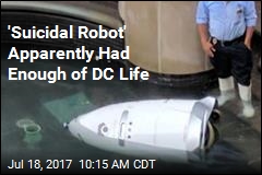 Robo Cop Apparently Commits Suicide by Fountain