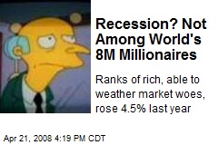 Recession? Not Among World's 8M Millionaires