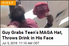 Guy Grabs Teen&#39;s MAGA Hat, Throws Drink in His Face