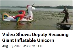 Deputy Rescues Giant Inflatable Unicorn Stuck in Lake