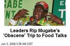 Leaders Rip Mugabe's 'Obscene' Trip to Food Talks