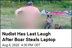 Nudist Chases Boar Who Stole His Laptop