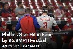 Phillies&#39; Bryce Harper Hit by Pitch in Face