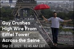 Man&#39;s High-Wire Act Starts at Eiffel Tower, Ends Across Seine