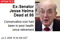Ex-Senator Jesse Helms Dead at 86
