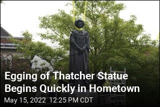 New Thatcher Statue Receives Its First Egging