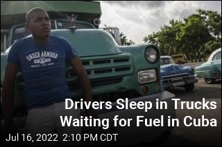 Drivers Sleep in Trucks Waiting for Fuel in Cuba