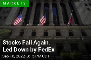 Stocks Fall Again, Led Down by FedEx