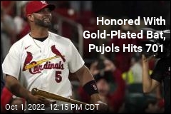 Pujols Receives Gold-Plated Bat, Then Hits No. 701
