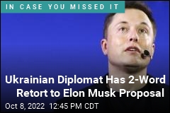 Ukrainian Diplomat Has 2-Word Response to Elon Musk Proposal