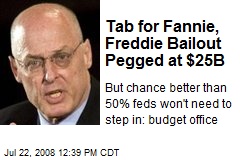 Tab for Fannie, Freddie Bailout Pegged at $25B