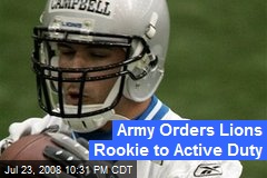 Army Orders Lions Rookie to Active Duty