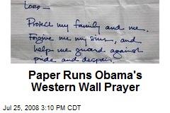 Paper Runs Obama's Western Wall Prayer