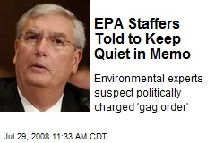 EPA Staffers Told to Keep Quiet in Memo