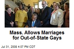 Mass. Allows Marriages for Out-of-State Gays
