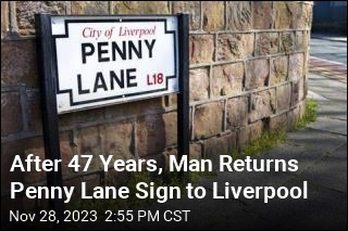 &#39;Penny Lane&#39; Sign Stolen by Drunk Students Returned After 47 Years