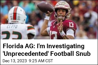 Florida AG Investigating &#39;Unprecedented&#39; Football Snub