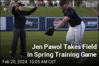 Jen Pawol Takes Field in Spring Training Game