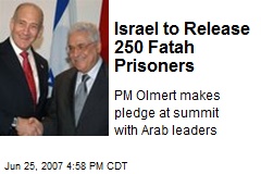 Israel to Release 250 Fatah Prisoners