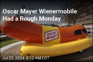 Famous Giant Hot Dog Rolls Over on Illinois Highway