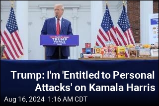 Surrounded by Groceries, Trump Attacks Kamala Harris