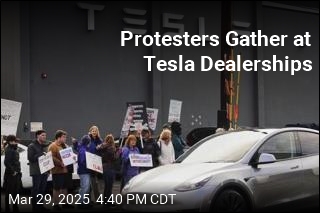 Anti-Musk Demonstrators Gather at Tesla Dealerships