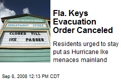 Fla. Keys Evacuation Order Canceled